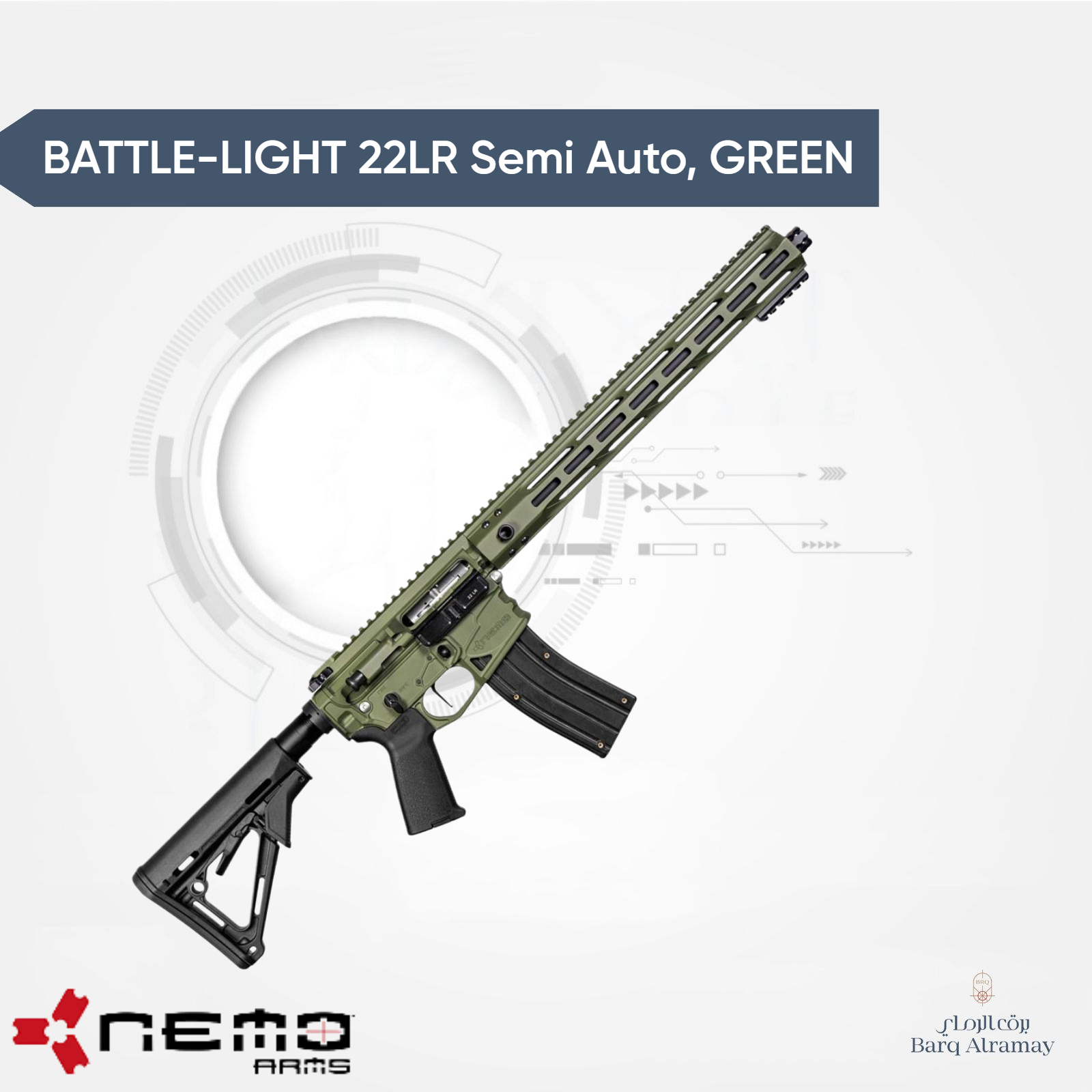 BATTLE-LIGHT 22LR Semi Auto, Centerfire Rifle GREEN