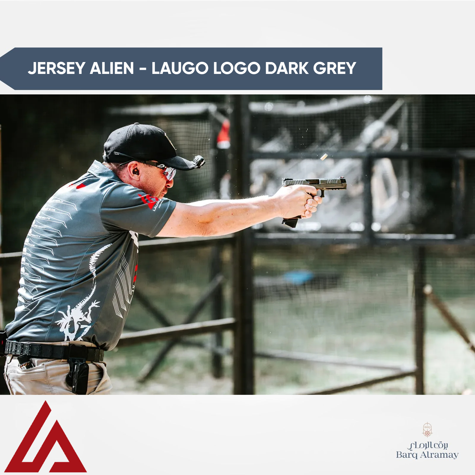 Jersey Alien - LAUGO Logo dark grey (M)( تيشيرت رياضي أنيق من ألين مقاس M) - الصورة 3