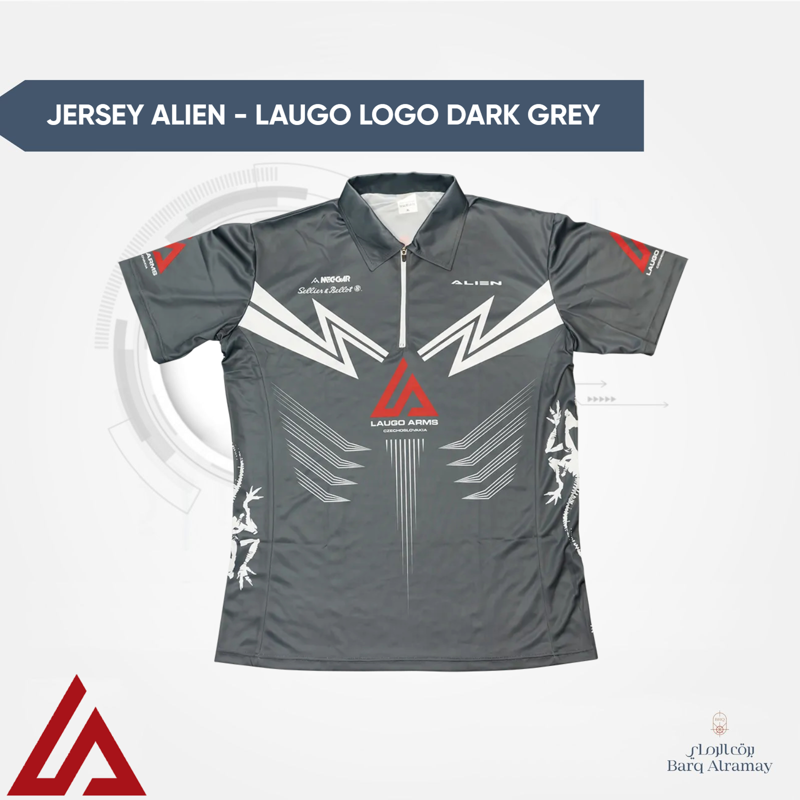 Jersey Alien - LAUGO Logo dark grey (S)( تيشيرت رياضي أنيق من ألين مقاس S ) - Image 3