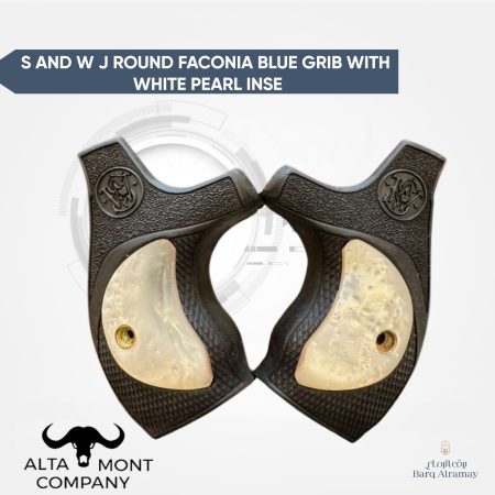 S AND W J ROUND FACONIA BLUE GRIB WITH WHITE PEARL INSE FA01-مقبض مخصص لمسدسات سميث