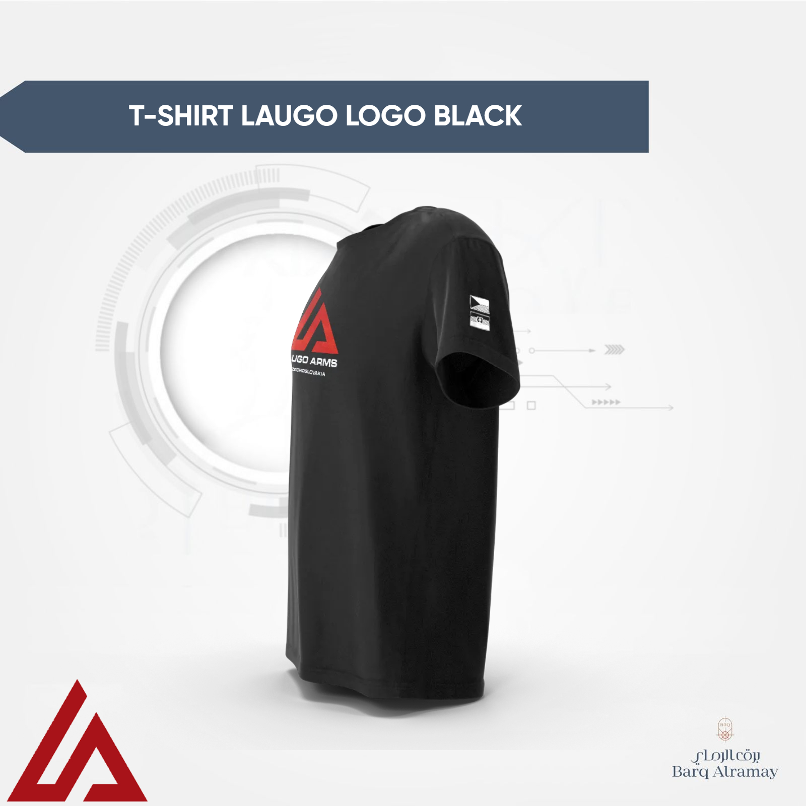 T-Shirt LAUGO Logo black (M) ( تيشرت أسود مقاس M) - الصورة 2