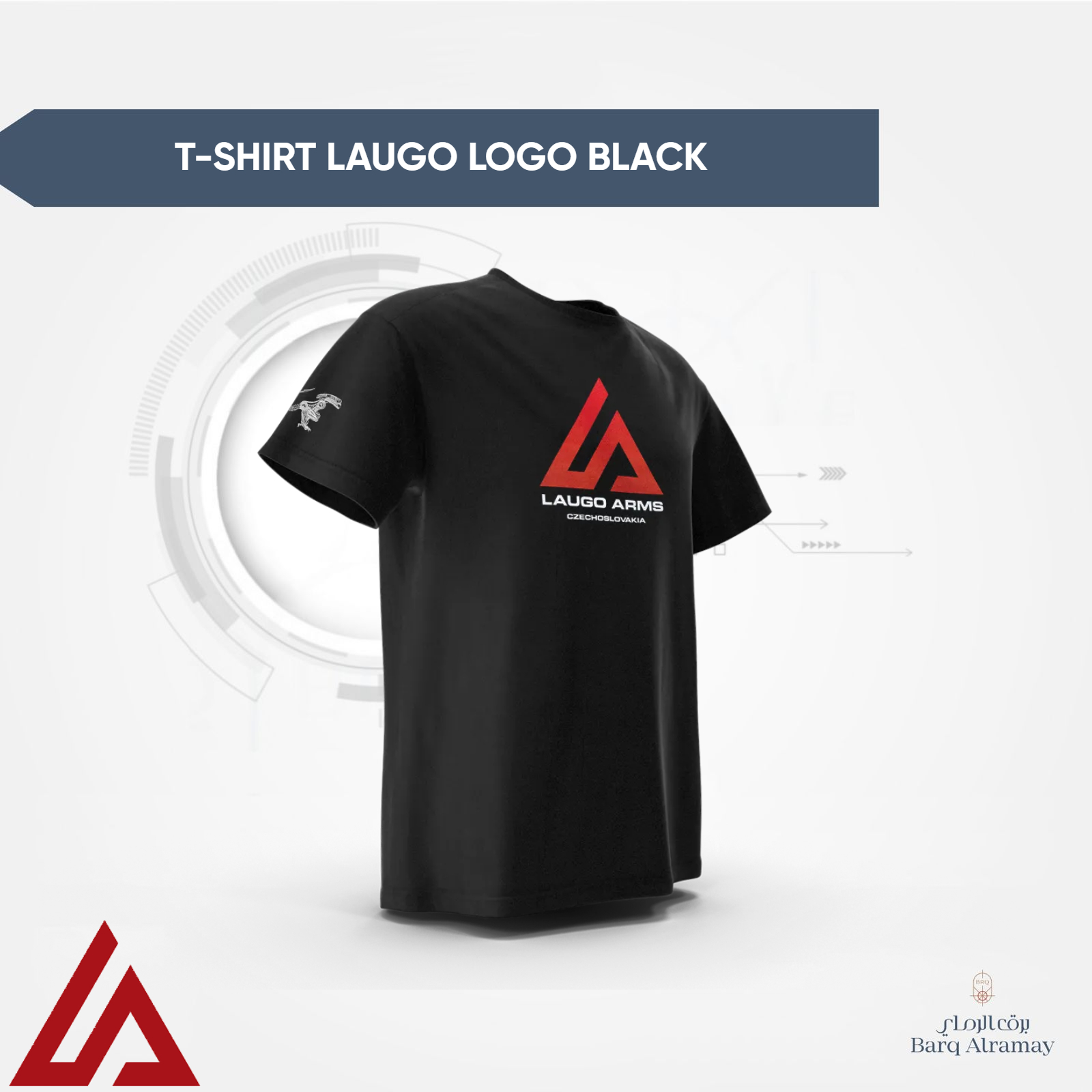 T-Shirt LAUGO Logo black (M) ( تيشرت أسود مقاس M) - الصورة 4